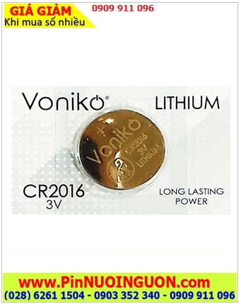 Voniko CR2016, Pin đồng xu 3v lithium Voniko CR2016 (20mmx1.6mm) chính hãng